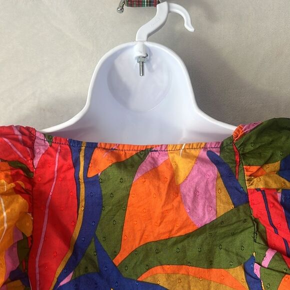 Marc New York Ruffled Short Sleeve Colorful Tropical Top Size Small - Picture 11 of 14